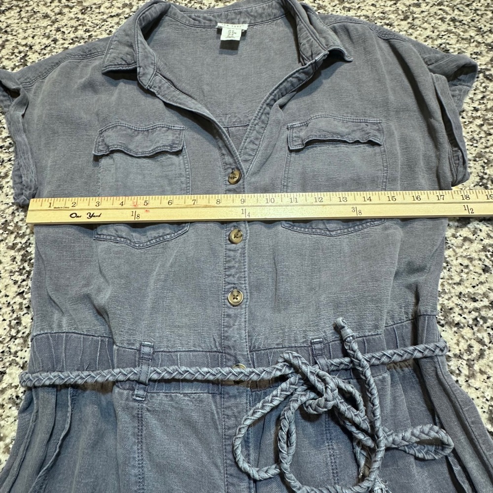 Nicole Miller New York Utility Romper Short Sleeve Belted Gray Women's M - Picture 5 of 9